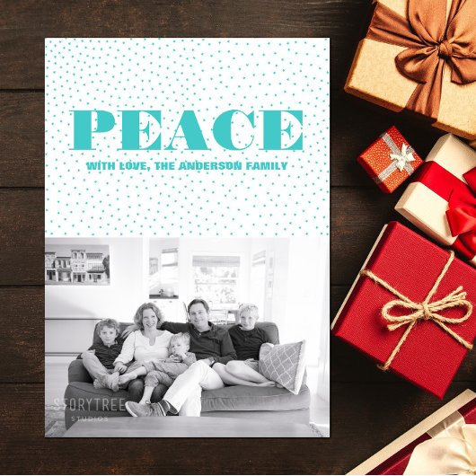 スターレッド・ピース・ホリデー・フォト・カード |ターコイズ シーズンカード