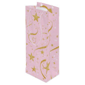 スターワイン – ピンク&金ゴールドスターワインバッグ ワインギフトバッグ (裏面アングル)