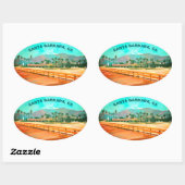 スターンズワーフ – カリフォルニア州サンタバーバラ 楕円形シール (シート)