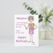 スターンルージングレディ色彩の鮮やかアカリカチュア文字 ポストカード (スタンド正面)