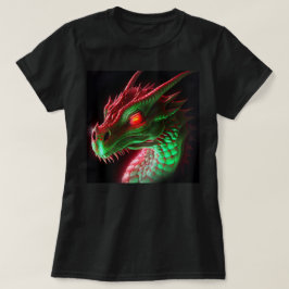 スターンレッドとグリーンのアダルトドラゴンTシャツ Tシャツ