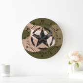 スターヴィンテージグリーン迷彩 ラージ壁時計 (ホーム)