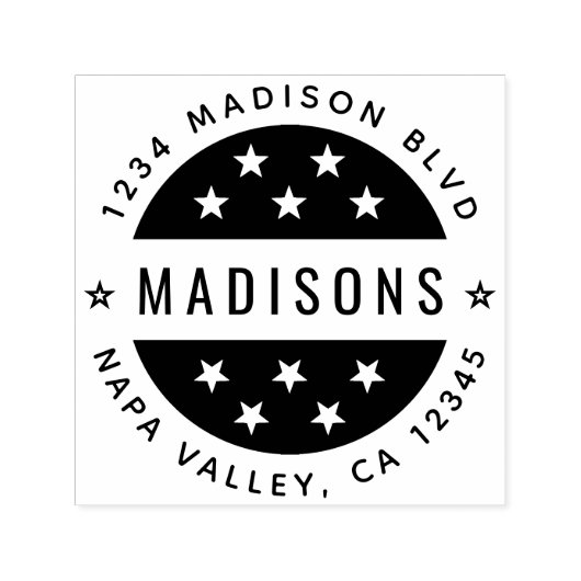 スター丸型スクリプト差出人住所自己インクスタンプ セルフインキングスタンプ (デザイン)