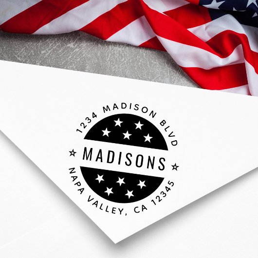 スター丸型スクリプト差出人住所自己インクスタンプ セルフインキングスタンプ