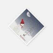 スター付きメリークリスマス雪だるま スタンダードカクテルナプキン (角)