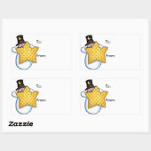 スター付き雪だるま – ギフトラベル 長方形シール (シート)