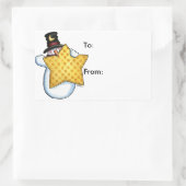 スター付き雪だるま – ギフトラベル 長方形シール (バッグ)