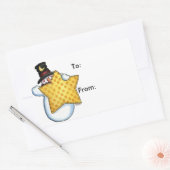 スター付き雪だるま – ギフトラベル 長方形シール (封筒)