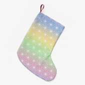 スター伝統的パタ日本のーンの虹の色相 スモールクリスマスストッキング (正面 (吊り時))