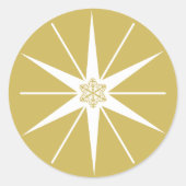 スター信じスタイリッシュ金ゴールドモダンホリデー ラウンドシール (正面)