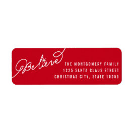 スター信じ手書きスクリプトのクリスマスアドレス ラベル