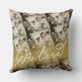 スター信じ金ゴールドグラデーションクリスマス写真コラージュ クッション (裏面)