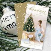 スター信じ金ゴールド書クリスマス写真 シーズンカード