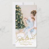 スター信じ金ゴールド書クリスマス写真 シーズンカード (正面)