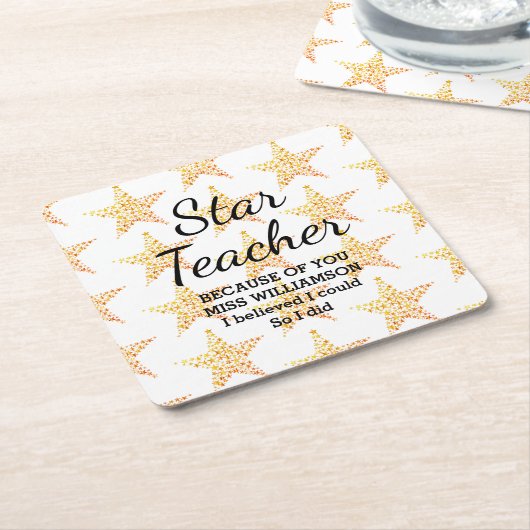 スター先生の感謝はあなたのために スクエアペーパーコースター (アングル)