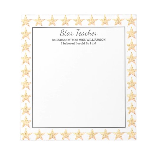 スター先生信じの高評価カスタム ノートパッド (正面)