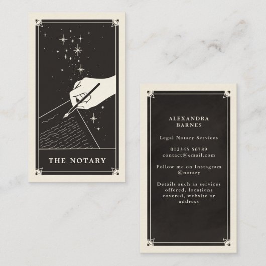 スター公証人タロットライタービジネスカード 名刺 (正面/裏面)