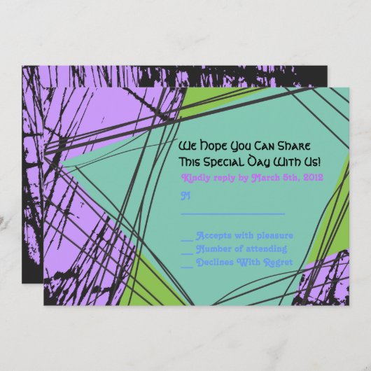 スター動揺してズバーバルミツワー招待状返信 招待状 (正面/裏面)