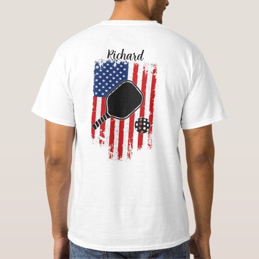 スター動揺してズ&ストライプフラグの編集可能な名前 Tシャツ (裏面)