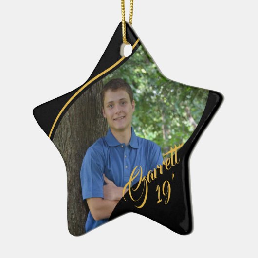 スター大学院の金ゴールドとブラック(Black with Year) セラミックオーナメント (左)