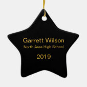 スター大学院の金ゴールドとブラック(Black with Year) セラミックオーナメント (裏面)