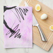 スター姿スケータータオルブラックパープル キッチンタオル (四つ折り)
