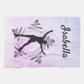 スター姿スケータータオルブラックパープル キッチンタオル (横)