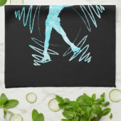 スター姿スケートで滑るタオルブレードブラックブ凍っていルー キッチンタオル (折り畳み)