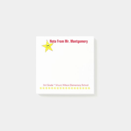 スター小学校の先生ノート ポストイット (正面)