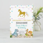 スター恐竜ユニコーンパーティーテーマ招待 招待状 (スタンド正面)