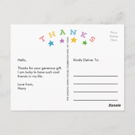 スター感謝してい | フォトベビーありがとうはがき ポストカード (裏面)