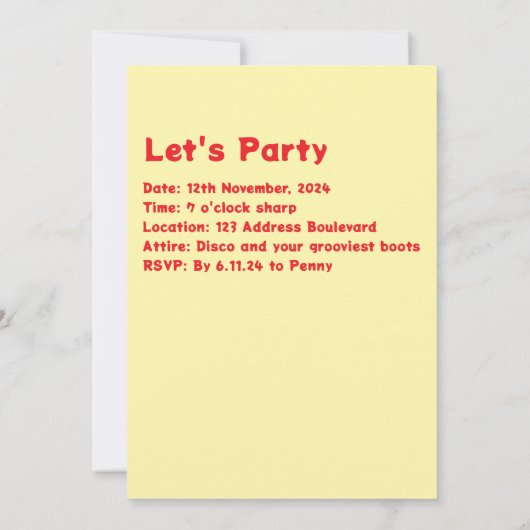 スター招待 招待状 (裏面)