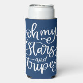 スター文字デザインズ&ストライプ7月4日パーティー スリム缶クーラー (Seltzer裏面)