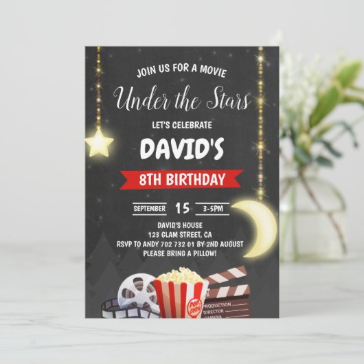 スター映画のナイトボーイ誕生日パーティーの下 招待状 (スタンド正面)