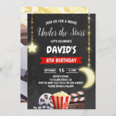 スター映画のナイトボーイ誕生日パーティーの下 招待状 (正面/裏面)