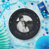 スター書ズの金ゴールドと青い天球写真で ペーパープレート (パーティー)