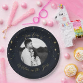 スター書ズの金ゴールドと青い天球写真で ペーパープレート (パーティー)