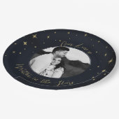 スター書ズの金ゴールドと青い天球写真で ペーパープレート (アングル)