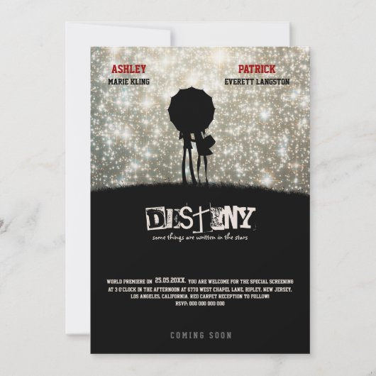 スター書ズの「映画ポスター」で結婚式の招待 招待状 (正面)