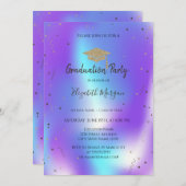 スター紙吹雪グラッドキャップホログラフィック卒業 招待状 (正面/裏面)