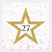 スター紙吹雪番号特殊ピンク金ゴールドホワイトパーティー スクエアシール (正面)