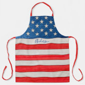 スター素朴ズ&ストライプ赤白青エプロン エプロン (正面)