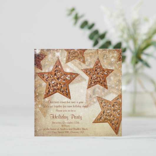 スター素朴ツリーオーナメントクリスマスパーティー 招待状 (スタンド正面)