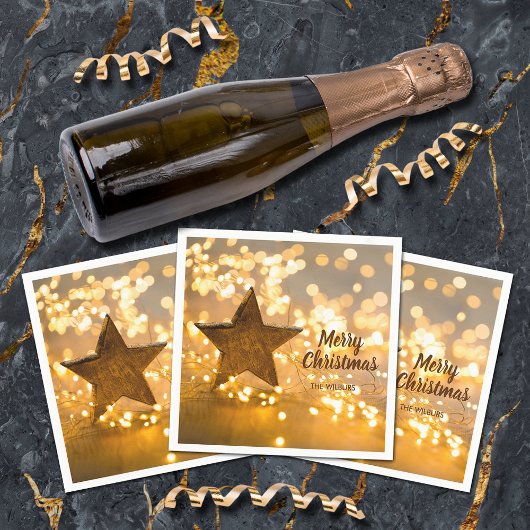 スター素朴ライトとクリスマスライト スタンダードカクテルナプキン