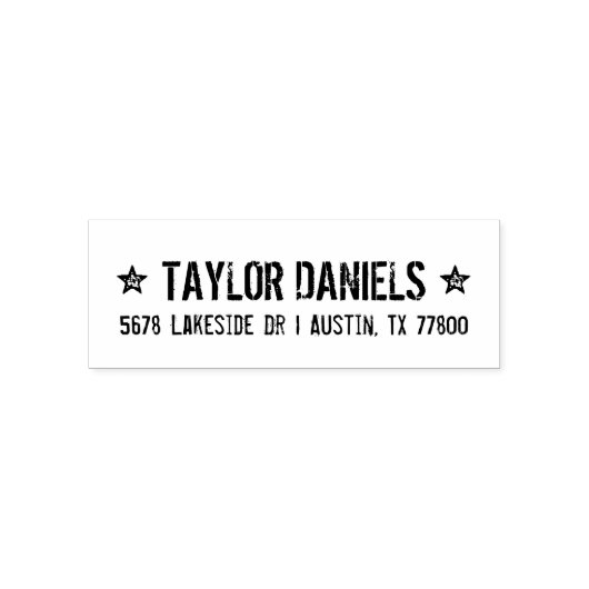 スター素朴差出人住所スタンプ セルフインキングスタンプ (デザイン)