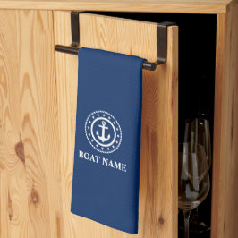 スター航海のズボート名いかりネイビーブルー キッチンタオル