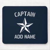 スター航海のボートキャプテン名navy blue&white マウスパッド (正面)