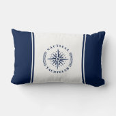 スター航海の、コンパスバッジ、ネイビーとホワイト ランバークッション (裏面)