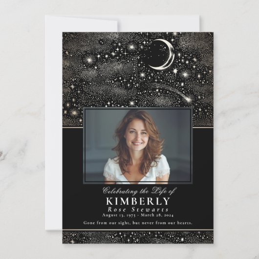 スター落ちたお祝いの生涯の葬儀メモリアル 招待状 (正面)