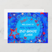 スター赤白青新学期学生 シーズンポストカード (正面/裏面)